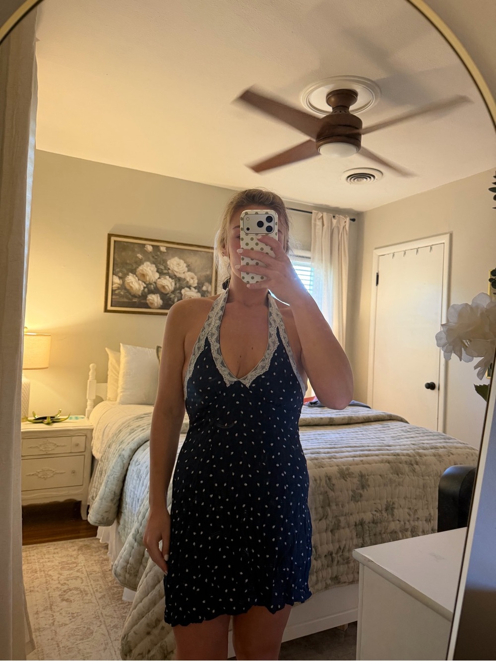 Wild Fable Navy Floral Lace Halter Mini Dress – Size small